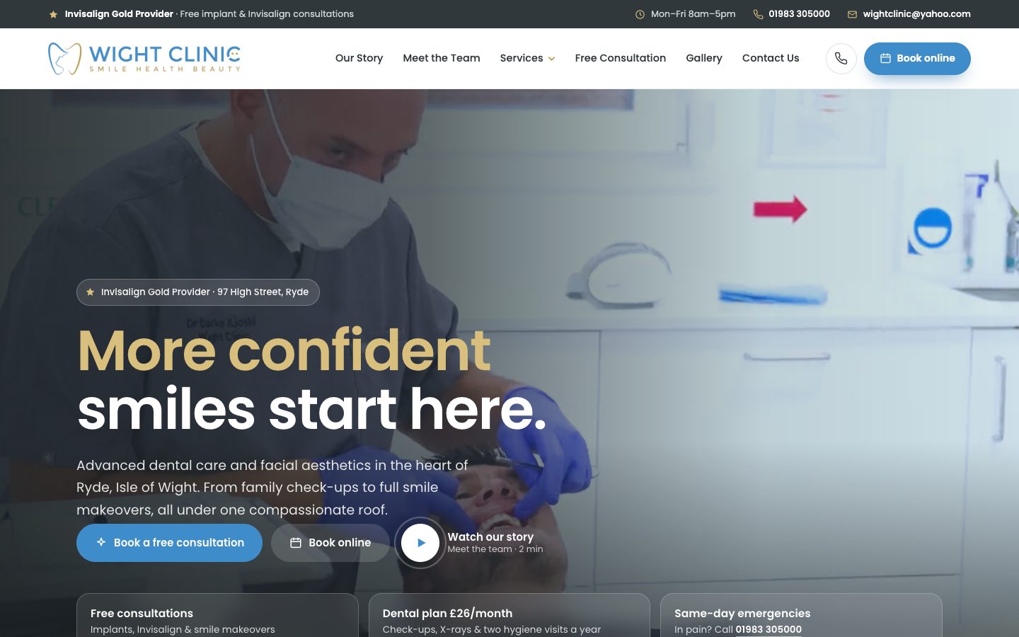 Wight Clinic website, built by Media House Agency