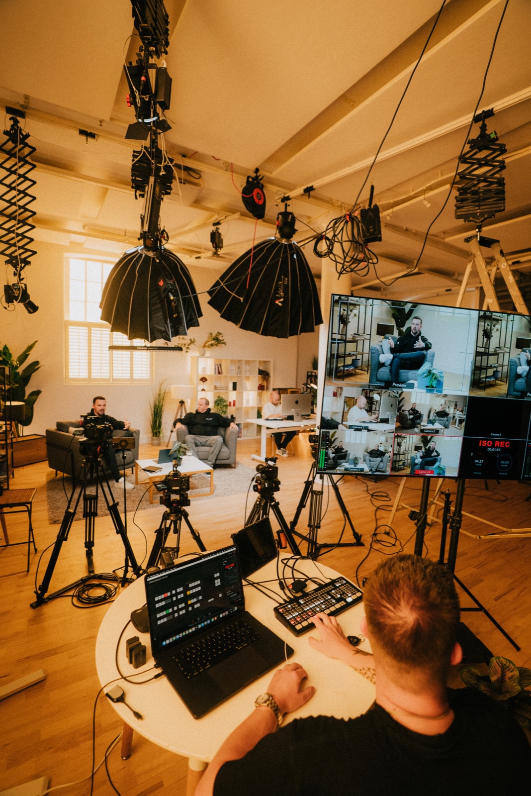 Live multicam vision mixing with ISO records during the Conquer AI webinar recording