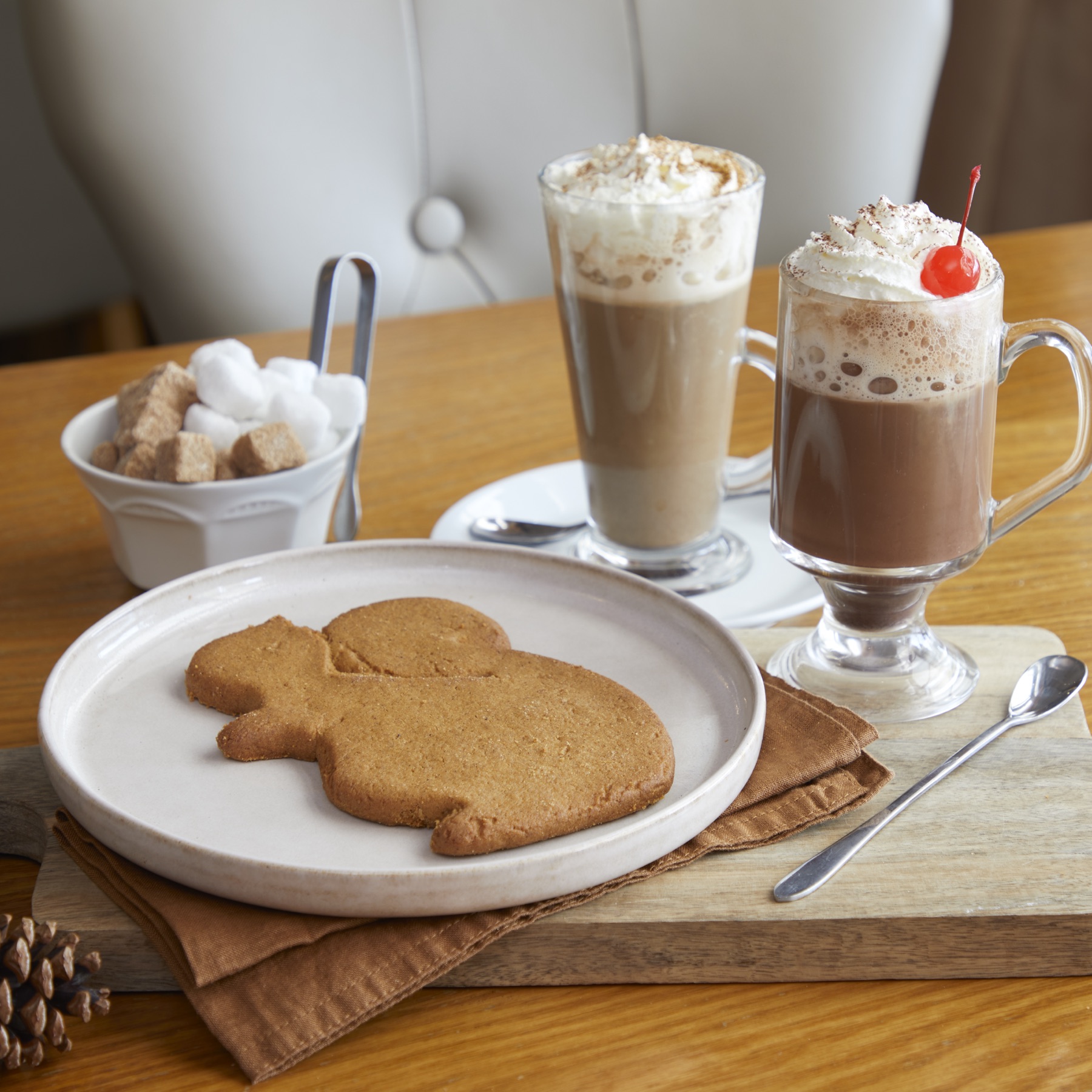 Festive menu shoot — spiced lattes and red squirrel gingerbread